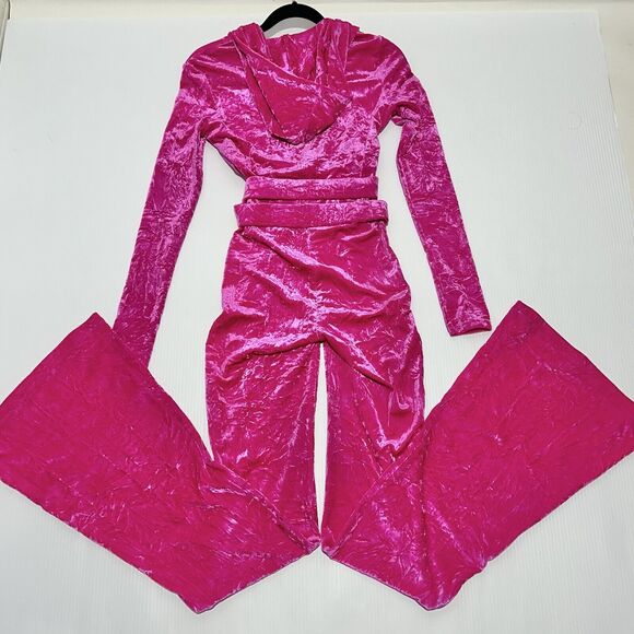 NWT Versace Jumpsuit 38 US 2 Biggie Medusa Pink Crushed Velvet Flare Leg $3,225 - Picture 7 of 15